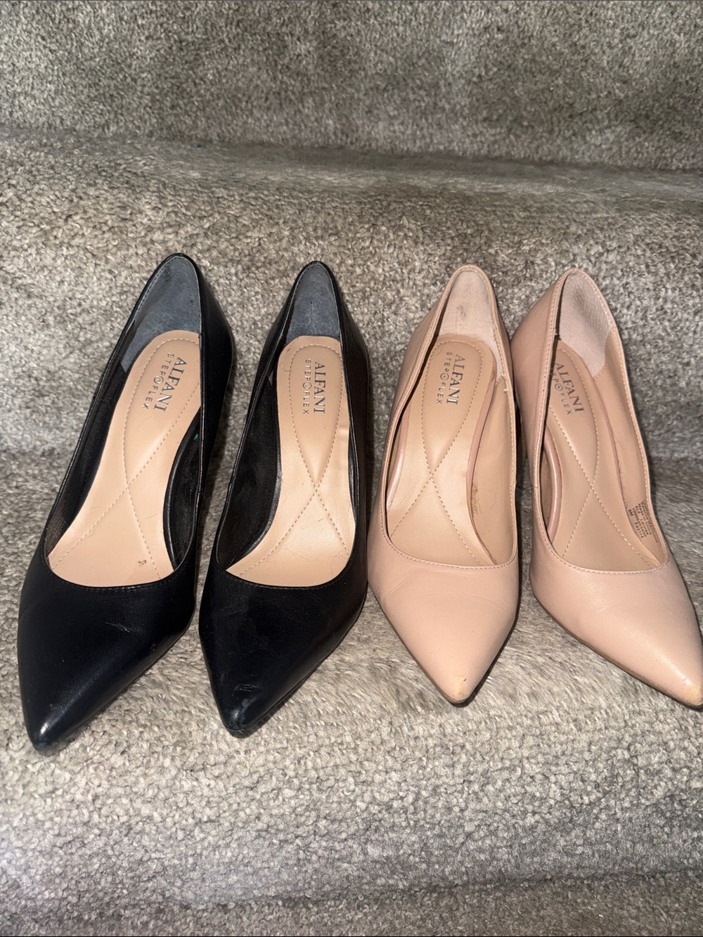 ALFANI HEELS - SIZE 6M - BLACK AND NUDE